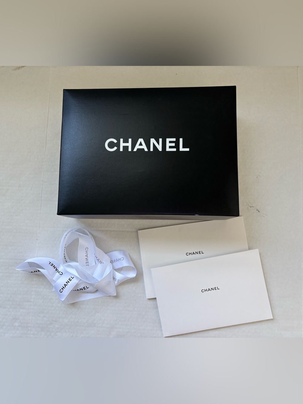 CHANEL Black Empty Handbag Box Ribbon Booklet Purse 14x10 Packaging Storage